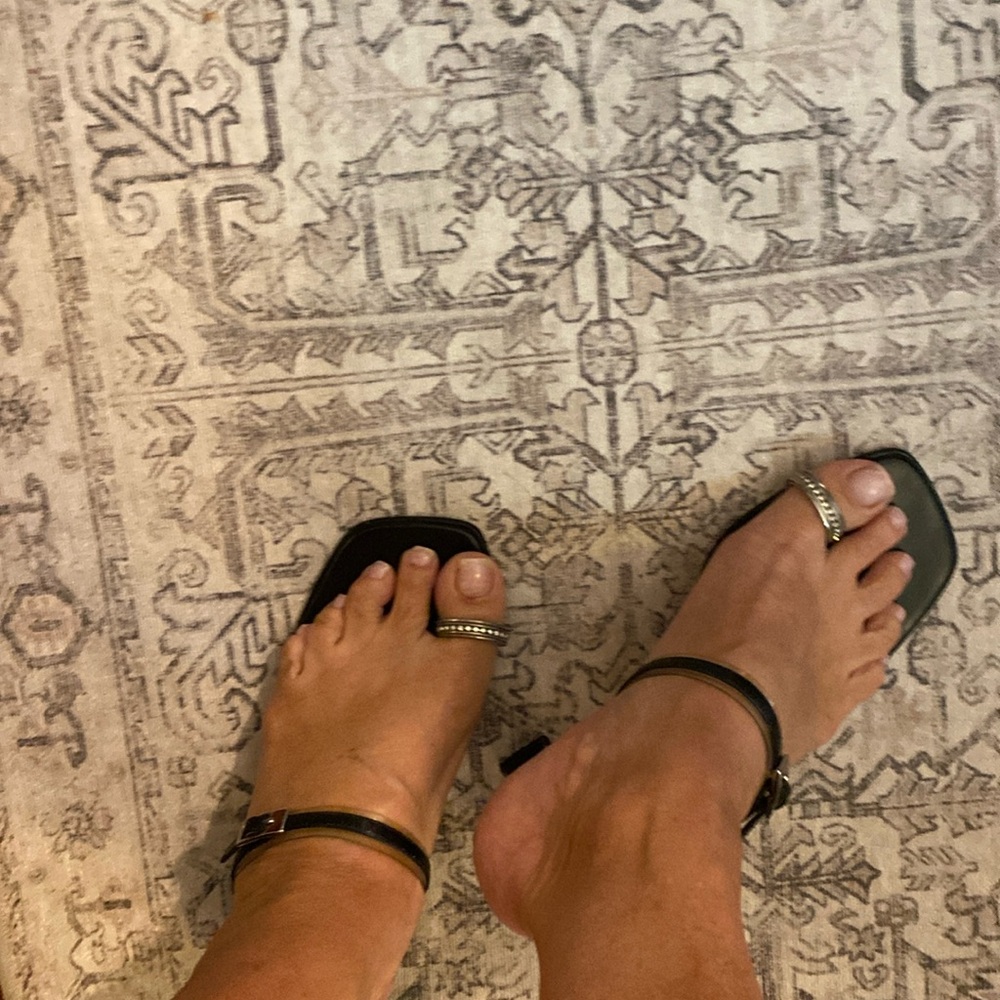 AnneKlein towering ,strap sandal